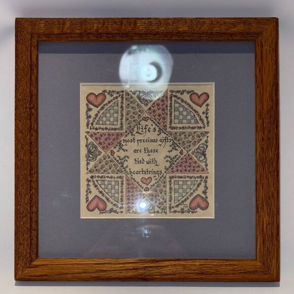 Framed Heart and Quilt Pattern Art - Picture 1 of 6